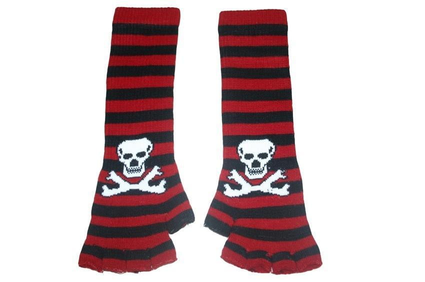 Black and Red Skull Arm Length Fingerless Gloves - yellowjadda8