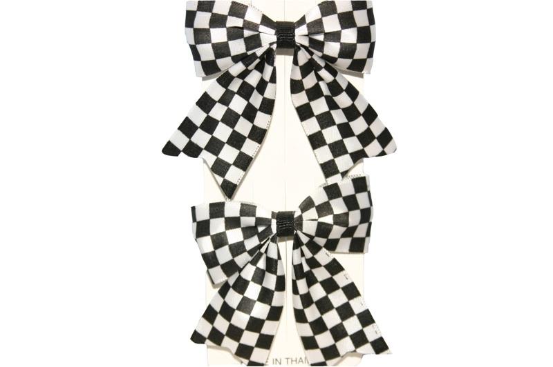 Checked Bow Hair Clips (Various Colours) - yellowjadda8