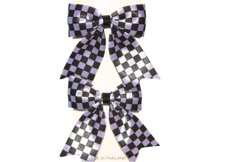 Checked Bow Hair Clips (Various Colours) - yellowjadda8