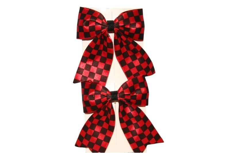 Checked Bow Hair Clips (Various Colours) - yellowjadda8