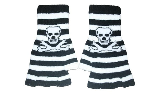 Black and White Skull Fingerless Gloves - yellowjadda8