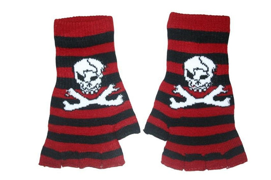 Black and Red Skull Fingerless Gloves - yellowjadda8