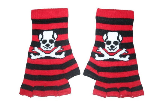 Black and Red Skull Fingerless Gloves - yellowjadda8