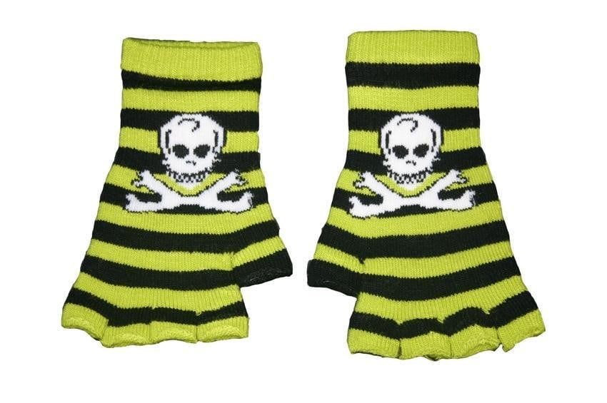 Black and Green Skull Fingerless Gloves - yellowjadda8