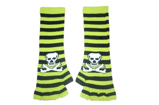 Black and Green Skull Arm Length Fingerless Gloves - yellowjadda8