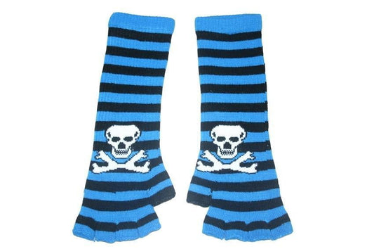 Black and Blue Skull Arm Length Fingerless Gloves - yellowjadda8