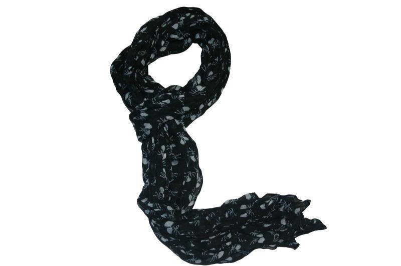 Crinkled Skull and Crossbones Scarf (Various Colours) - yellowjadda8