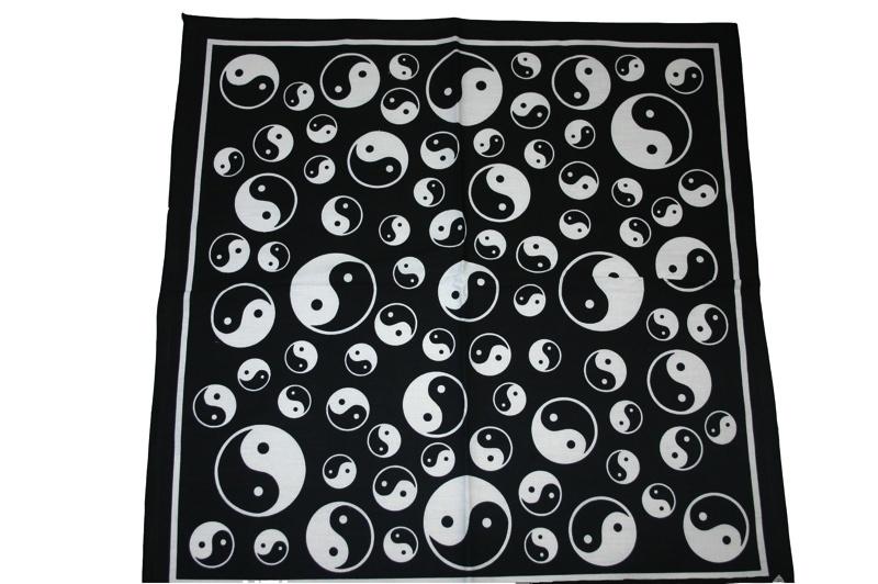 Square Black Ying and Yang Bandana - yellowjadda8