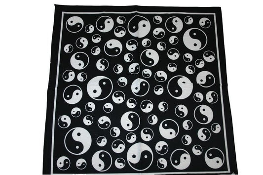 Square Black Ying and Yang Bandana - yellowjadda8