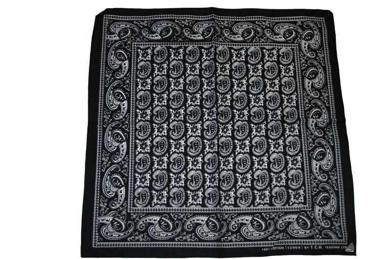 Square Black Patterned Bandana - yellowjadda8