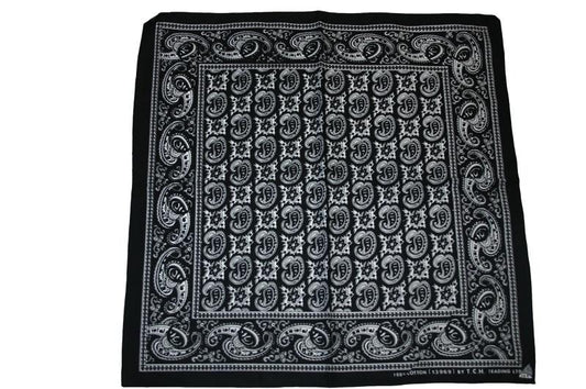 Square Black Patterned Bandana - yellowjadda8
