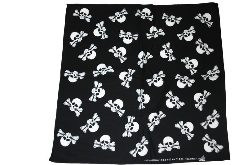 Square Black Skull and Crossbones Bandana - yellowjadda8