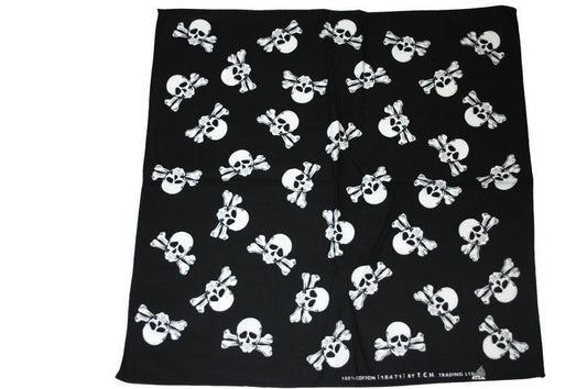 Square Black Skull and Crossbones Bandana - yellowjadda8