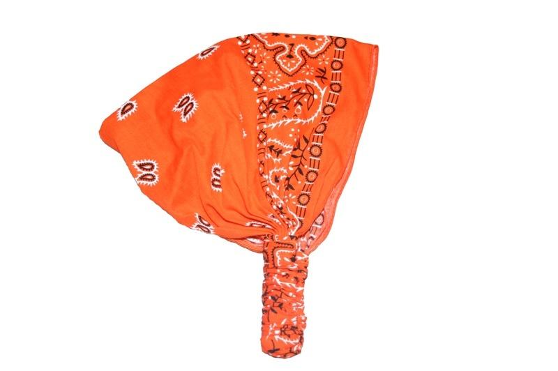 Orange Patterned Elastic Bandana - yellowjadda8
