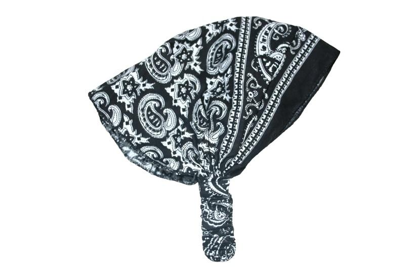Black Patterned Elastic Bandana - yellowjadda8