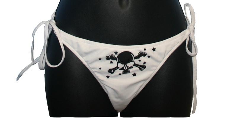 White Skull and Crossbone Print Bikini - yellowjadda8