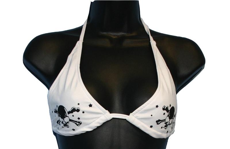 White Skull and Crossbone Print Bikini - yellowjadda8