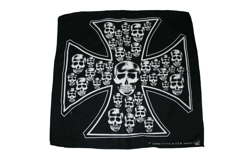 Square Black Skull Cross Bandana - yellowjadda8