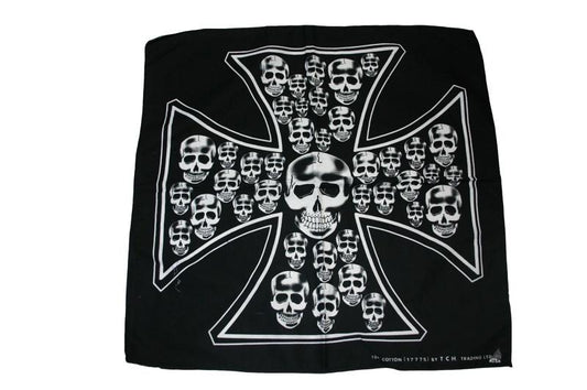 Square Black Skull Cross Bandana - yellowjadda8