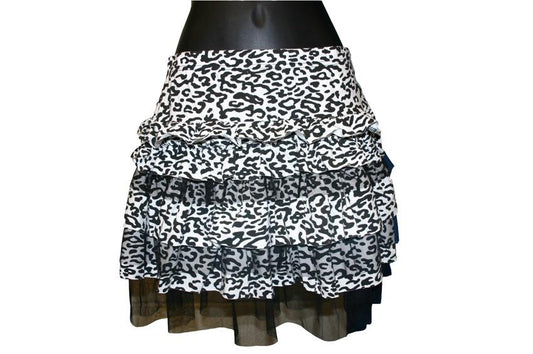 Black and White Animal Print and Mesh Skirt - yellowjadda8