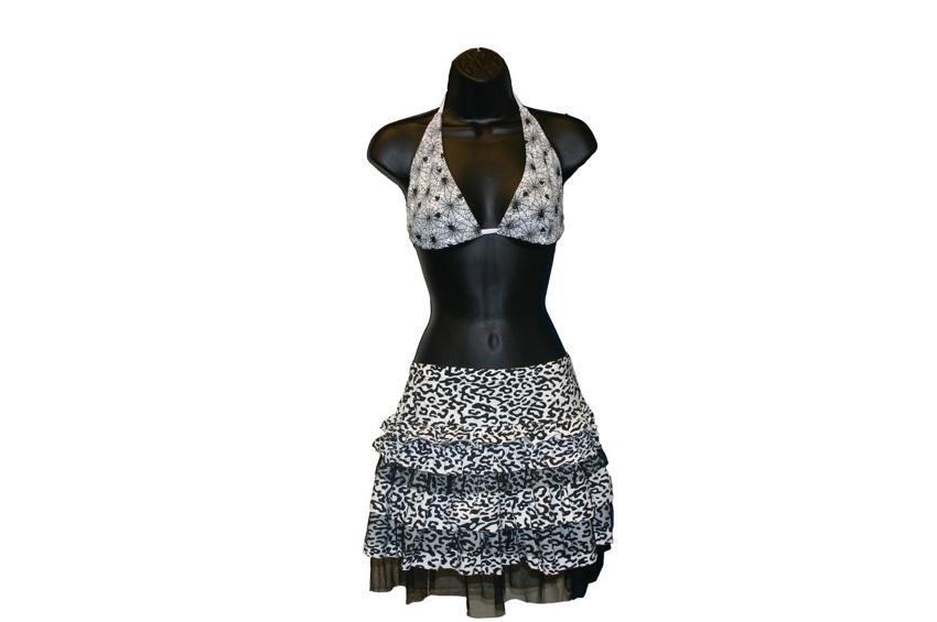 Black and White Animal Print and Mesh Skirt - yellowjadda8