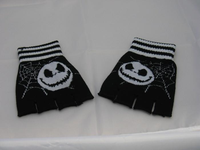 Black and White Jack and Cobwebs Fingerless Gloves - yellowjadda8