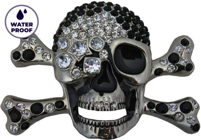 Bejewelled Black Diamond Skull Belt Buckle - yellowjadda8