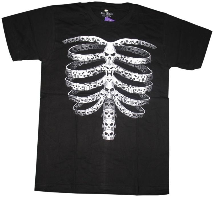 Black Ribcage made of Skulls T-Shirt - yellowjadda8